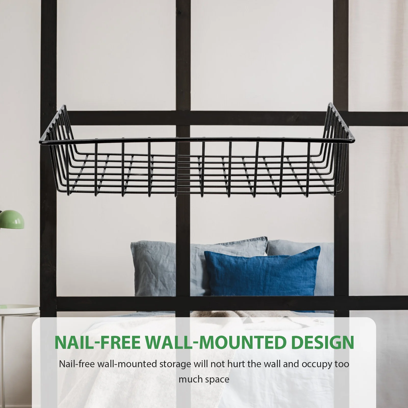 

2Pcs Storage Baskets Premium Iron Rustproof Wall Hanging Grid Organizers for Kitchen Bathroom Bedroom Home Office Space Saving