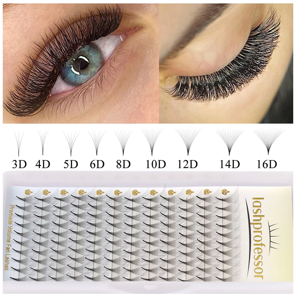 Sharp Premade Fans Eyelash Extensions 320Fans 10D 12D Volume Lash Extension Thin Pointy Base Handmade Individual Mink Eyelashes