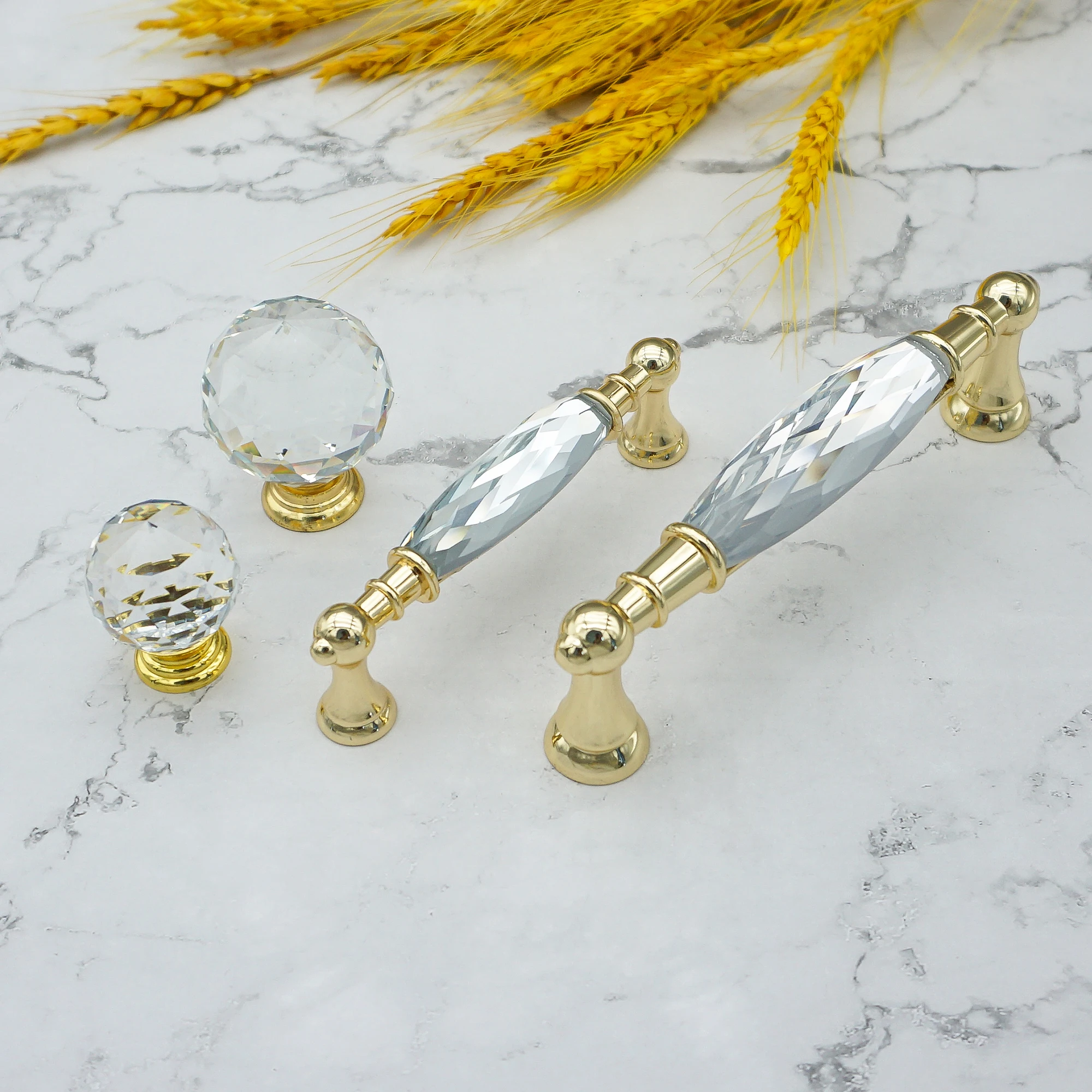 Bright Gold Transparent Crystal Glass Furniture Knobs and Handles Round  Ball Door Knob Wardrobe Pulls Modern Cabinet Hardware - AliExpress 13