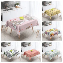 Home tablecloths dining decoration rectangular table accessories waterproof cloth Anti-stain Modern simple cute animal funny