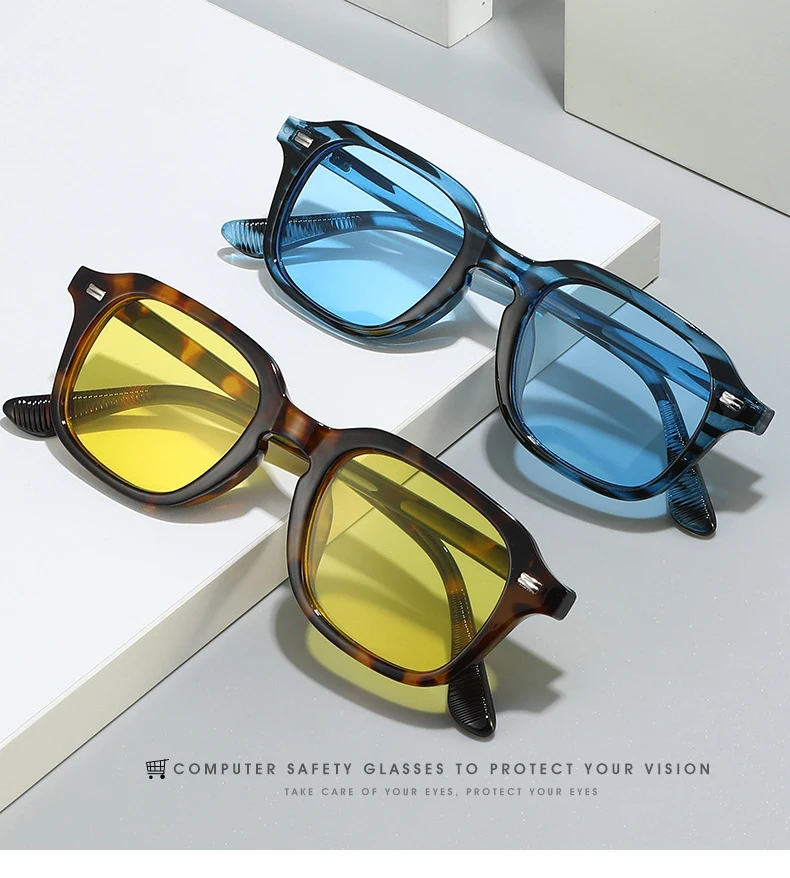 Retro-Sonnenbrille mit Metallnieten, UV400, leichte, schlanke, rechteckige Sonnenbrille für Männer und Frauen, zum Fahren, modische Alltagsbrille – Detail 3