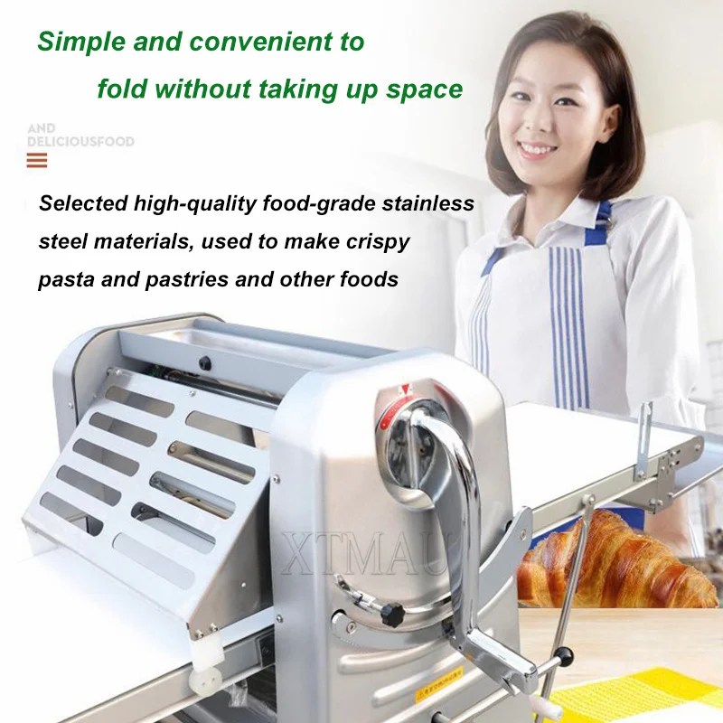 Automatyczna maszyna do walcowania ciasta z pionowym stojakiem Maszyna do walcowania ciasta na stole Robot kuchenny Maszyna do rogalików
