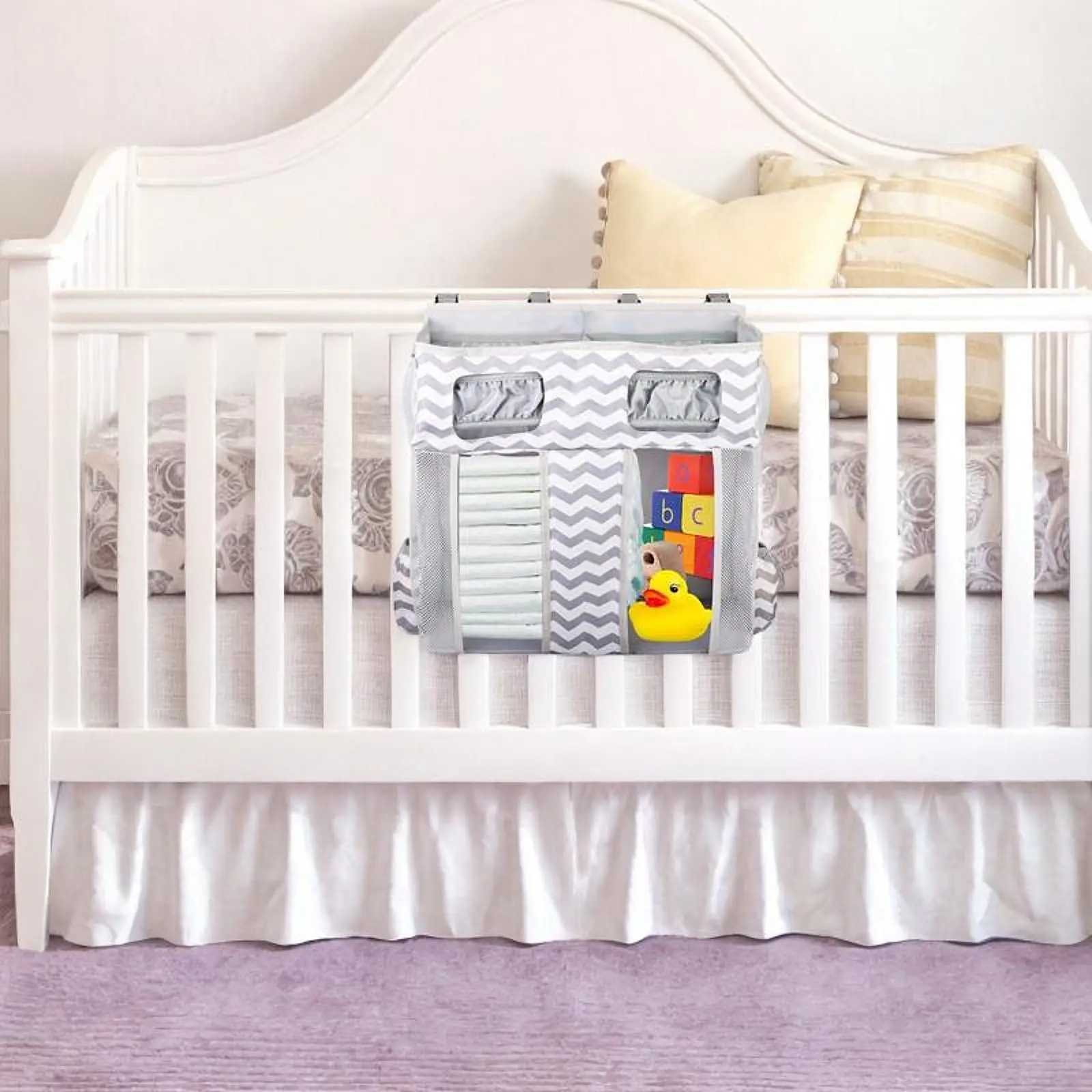 hanging-diaper-organizer-nursery-storage-bag-cribs-with-tissue-dispenser-boys-girls-for-essentials-diaper-stacker