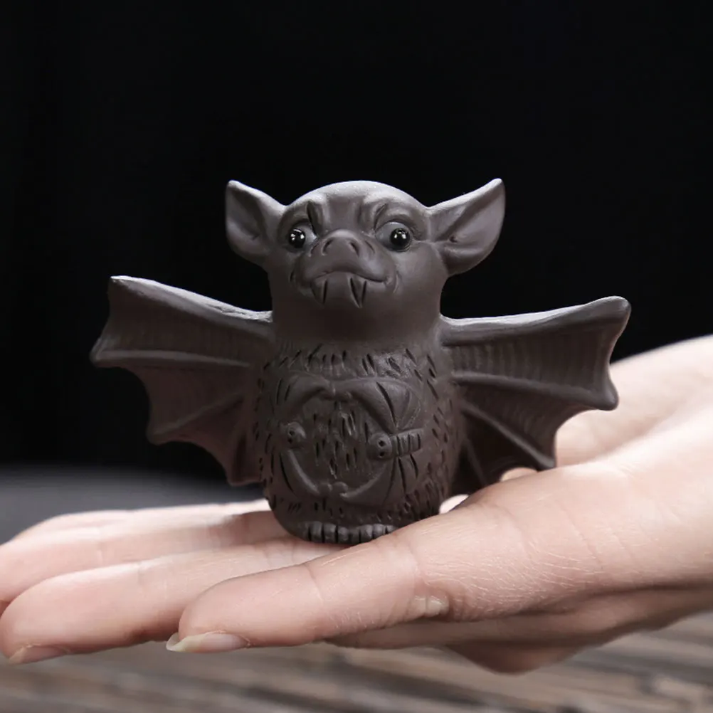 

2Pcs Creative Bat Design Tea Pet Ornament Fashionable Desktop Decor Accessory Tea Pet Bat Figurine Decor Tabletop Adornment