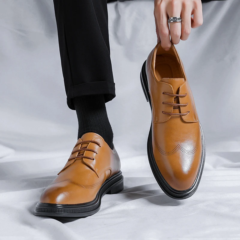 

Fashion Casual Men's Shoes Youth Dress Men's Shoes Fashion Moccasins Business Pointed Toe Luxury Leather Shoes Derby Shoes