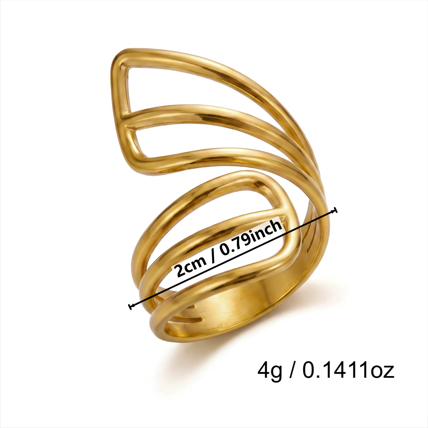 Gmai Geometrischer PVD-beschichteter Edelstahl-Ringset für Damen, Übertriebene Unregelmäßige Manschettenringe, Statement-Partyschmuck, Geschenk – Detail 8