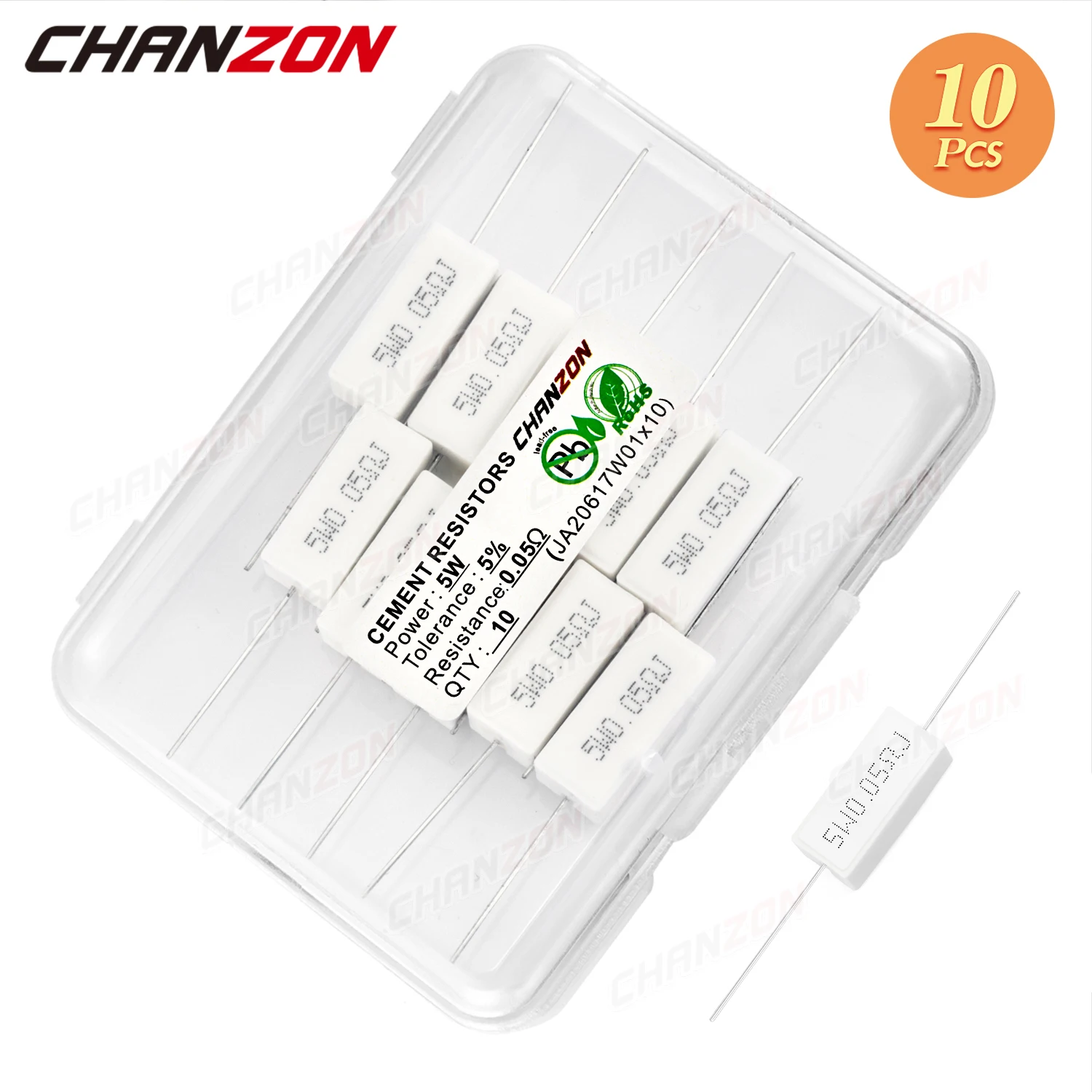 Resistori a filo avvolto in cemento da 10 pezzi 5W 5% 0,22 0,33 0,47 50 100 330 1K 10K Ohm 5Watt resistenza ceramica a filo fisso induttivo