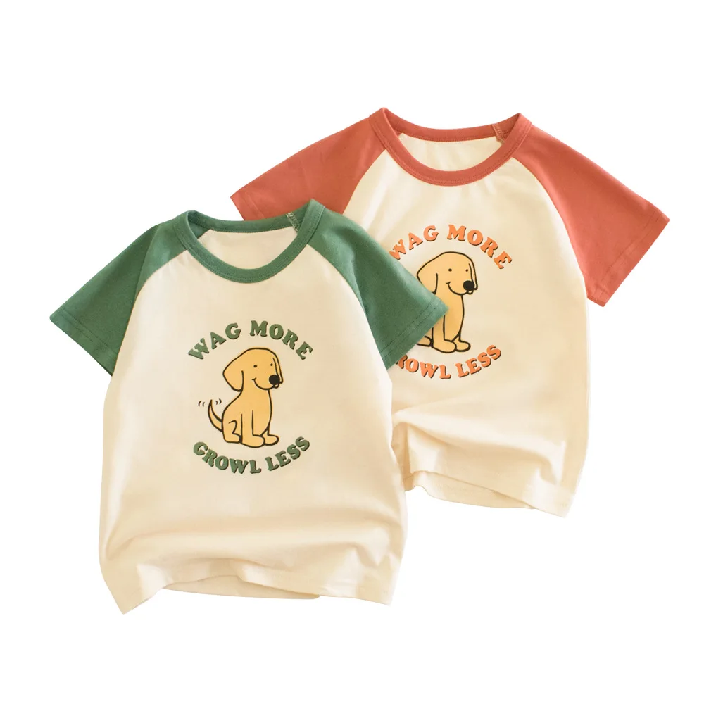 

1-9T Toddler Kid Tshirt Baby Boy Girl Clothes Infant Cotton T Shirt Short Sleeve Basic Tee Top Dog Print Outfit 2024