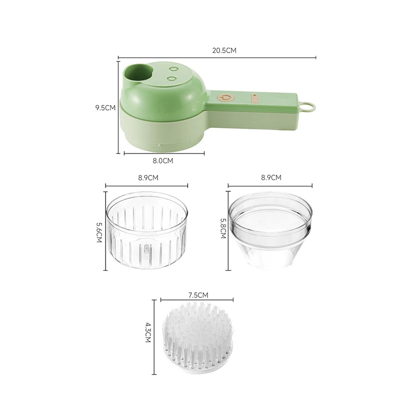 4In1 Electric Vegetable Chopper Wireless multifunctional Garlic Masher Set Cabbage Cutter Meat Grinder Machine Peel Slice Mixer