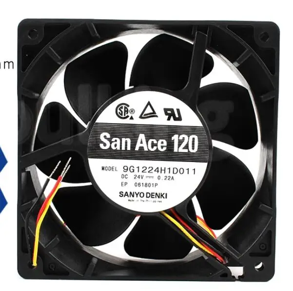 

SANYO DENKI 9G1224H1D011 DC 24V 0.22A 120x120x38mm 3-Wire Server Cooling Fan