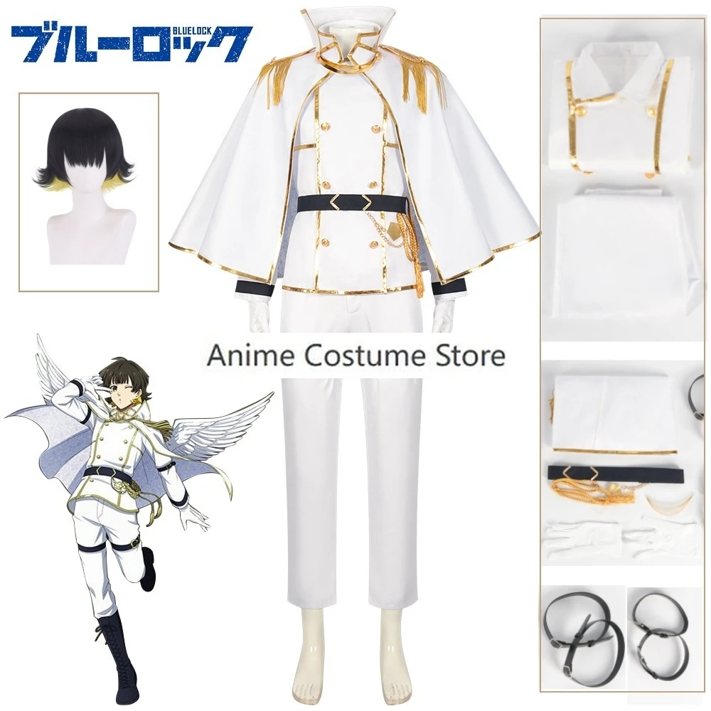 Anime Blue Lock Cosplay  Bachira Meguru Cosplay Blue Lock Angels And Demons White Uniform Nagi Seishiro Men Hallowen Party Suit