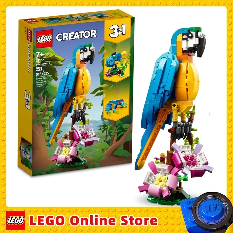 LEGO Creator 3 in 1 Exotic Parrot to Frog to Fish 31136 Animal Figures Building Toy Creative Toys for Kids Birthday Gift 31144