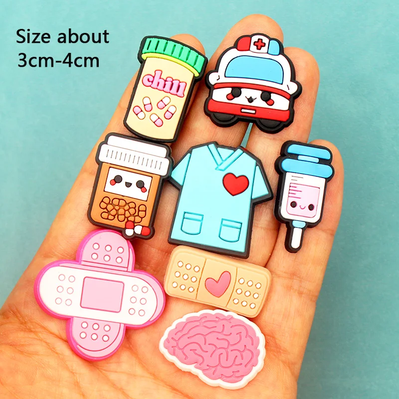 5pcs/Pack Cartoon Medical Supplies Creative Doctors Nurse Style Badge Reel Badge Holder DIY Accessories