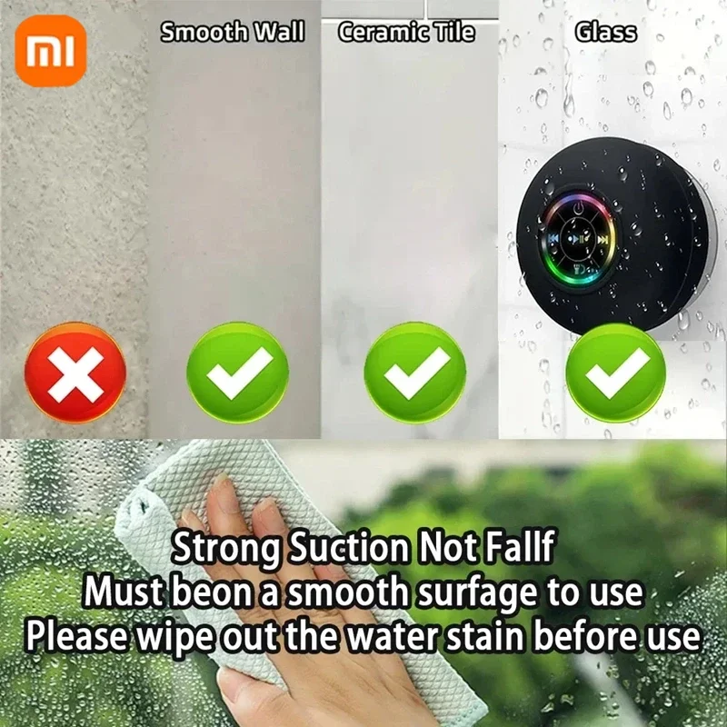 Xiaomi سماعة لاسلكية تعمل بالبلوتوث المتكلم LED IPX4 مقاوم للماء مكبر الصوت في الهواء الطلق الحمام كبير شفط كأس صندوق صوت ستيريو