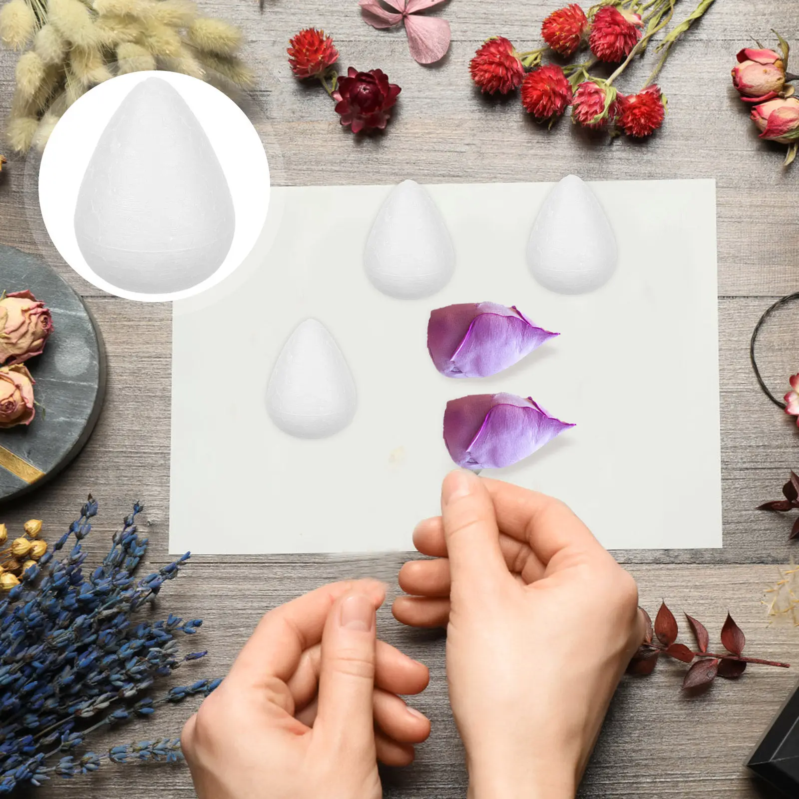 

20Pcs Unpainted Foam Flower Buds Shape Models Lightweight Craft Foam Supplies for Kids Creativity Drawing Aesthetic Development