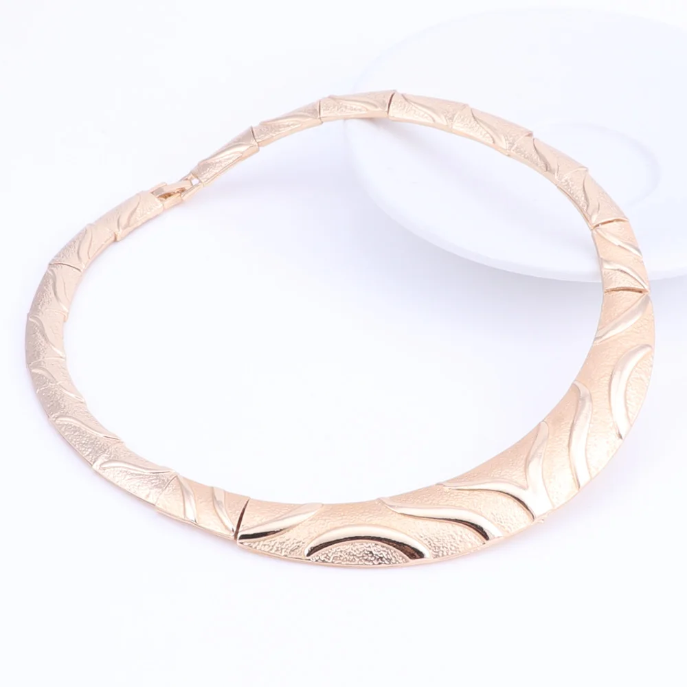 HOT Fashion Wedding Dubai Africa Nigeria African Jewelry Set Gold-color Necklace Earrings Romantic Woman Bridal Jewelry Sets