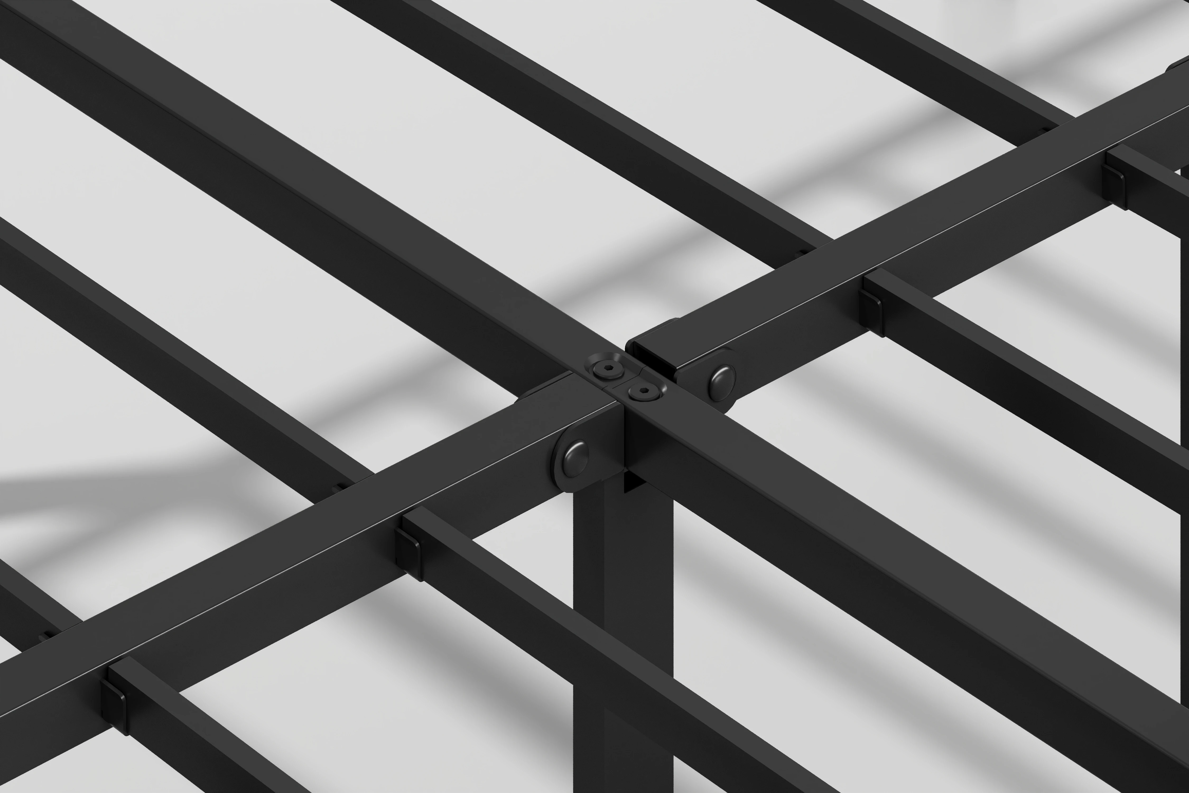 Plataforma de estructura de cama de 16 pulgadas de alto, cama de metal, base de colchón de listones de acero resistente, fácil montaje, sin ruido ni vibración, negro