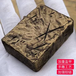 EDC Brass Square Box Large Hinge Thick Shell Windproof Gift Hiking Handle Outdoor Camping Portable Tools