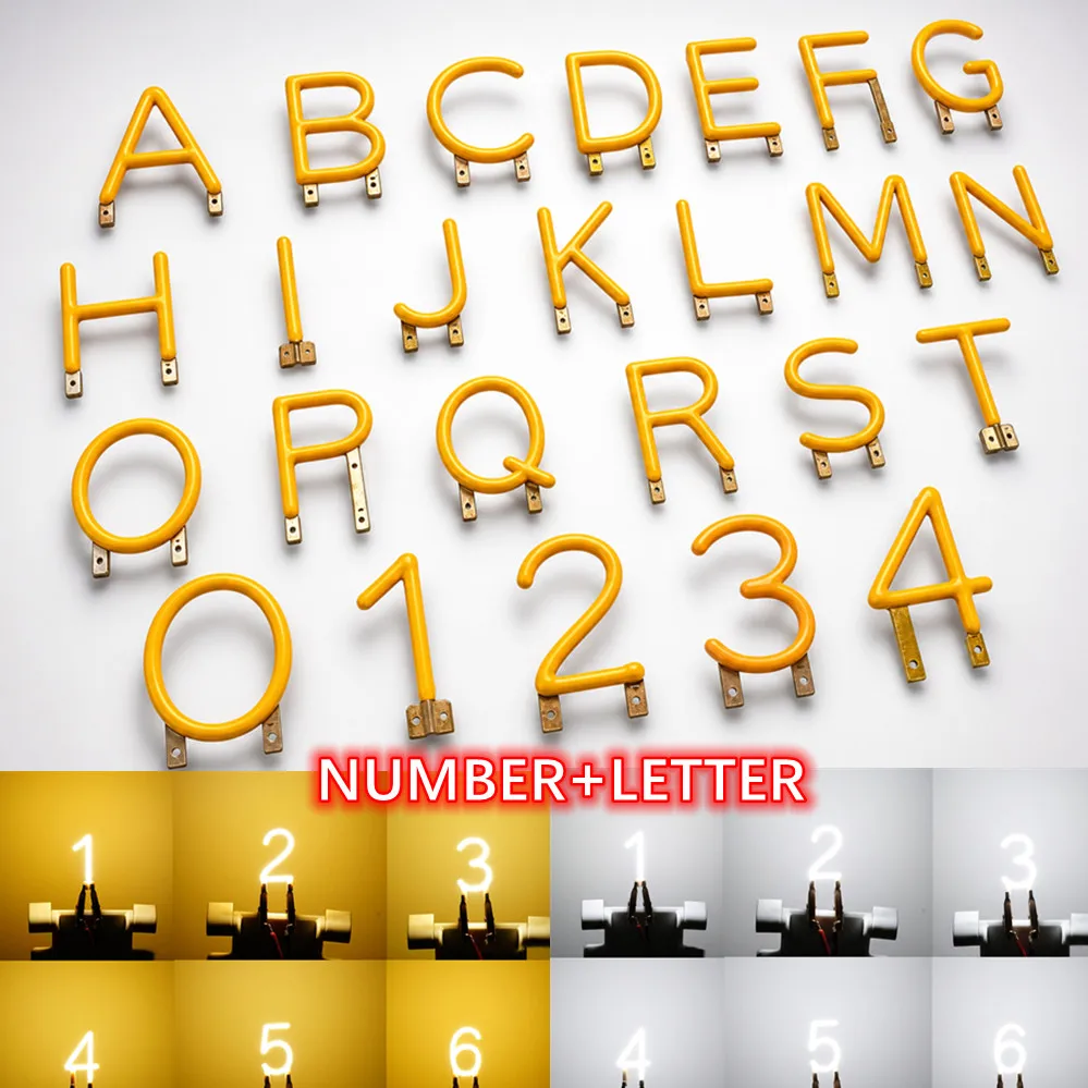 1-10Pcs/pack ARABIC NUMERALS+LETTER Filament COB LED Filament DC3V Yellow Diodes Party Decoration Light Accessories DIY