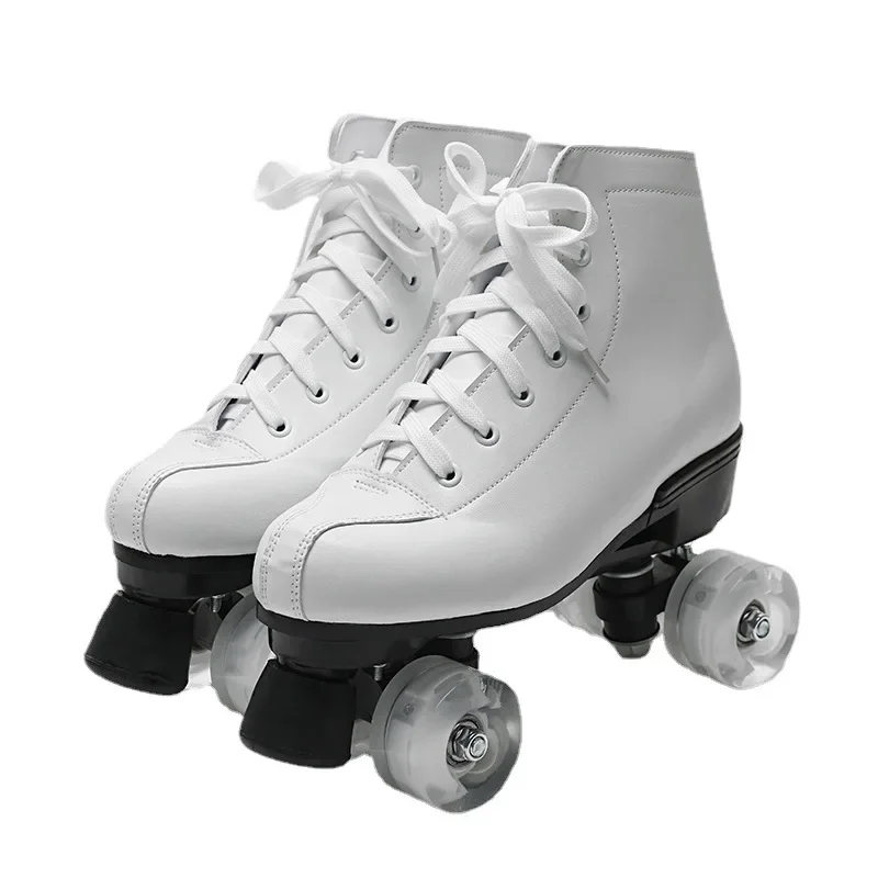 Roller Skates Shoes Microfiber Leather & PU Rubber Adult Men Women Unisex Quad 4 Wheels Skating Sliding Sport Training Shoes