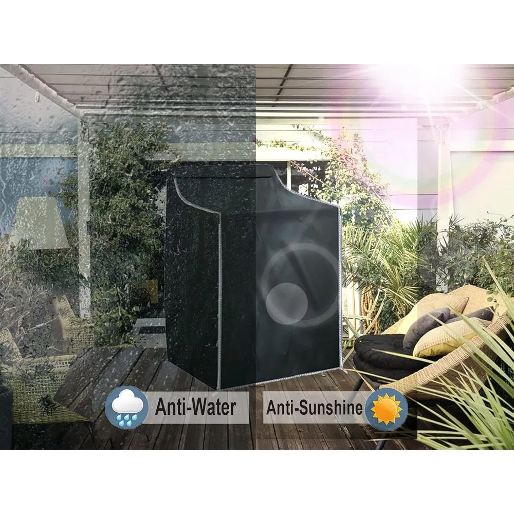 Capas para lavadora e secadora de 2 pacotes, design com zíper à prova d'água e poeira para máquinas de carga frontal/de alta (preto)