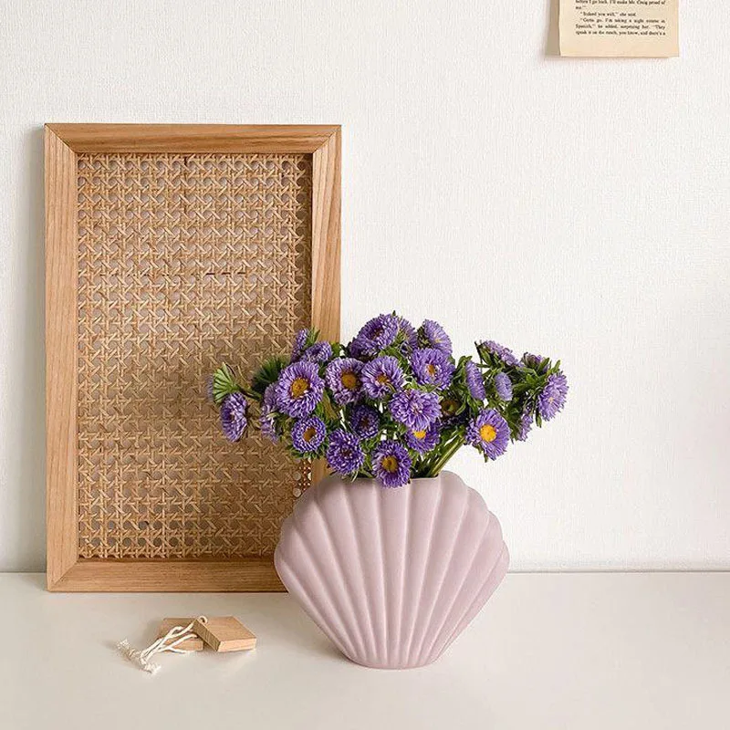 

Vase Ceramic Underglaze Color Shell Shape Nordic Style Creative Cute Dining Table Living Room Flower Arrangement Home Ornament