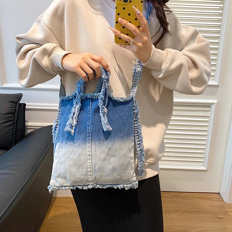 LEFTSIDE Small Denim Shoulder Bag Lady Handbags And Purses Women 2024 Y2K New Korean Fashion Female Tote Bag Crossbody Bags