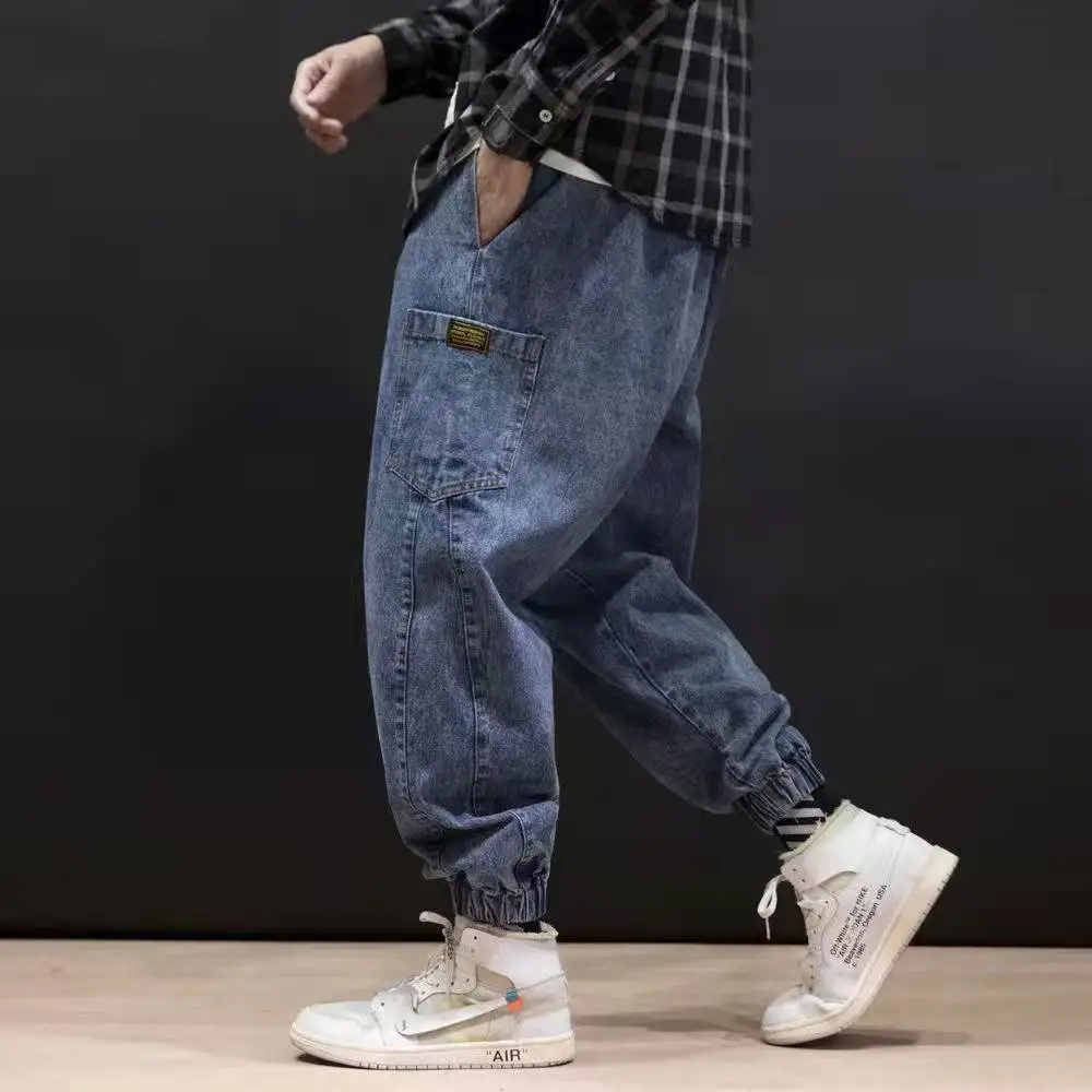 Calça Harun solta masculina, jeans de 9 cent, tamanho grande e gordo, jeans japonês da moda de pés pequenos, primavera e outono