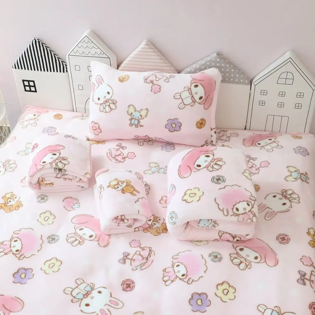 Sanrio My Melody Blanket Kawaii Japanese Style Flannel Soft Warm Nap Blanket Bedding Sofa Cover Sheet Leg Blanket Girls Gifts