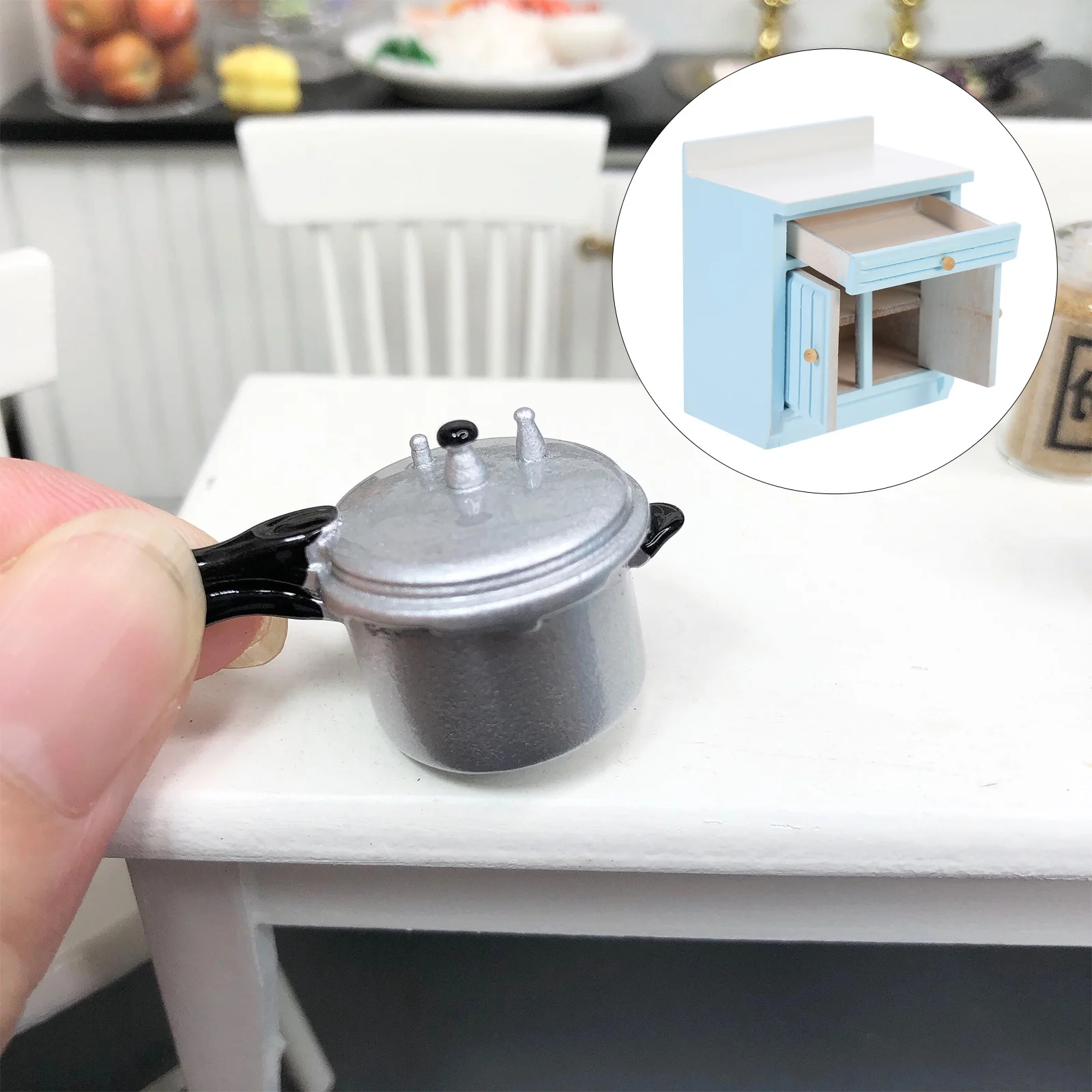 Mini Cooking Table Miniature Furniture Model House Micro Landscape Kitchen Wood