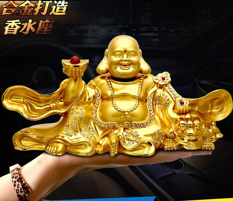 

HOME OFFICE Company SHOP CAR TOP Efficacious Money Drawing thriving business gold Maitreya Buddha FENG SHUI brass statue