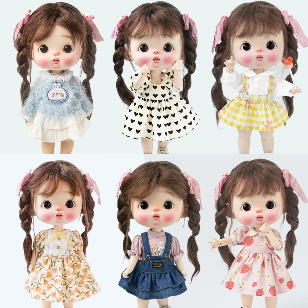

T-shirt long-sleeved sweater floral skirt princess dress plaid suspender skirt for Diandian Fat Body small 1/6 BJD doll clothes