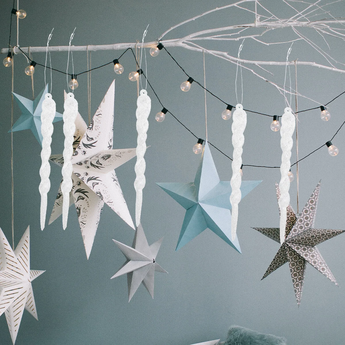 

12Pcs Icicle DIY Decoration Christmas Simulation Transparent Icicles for Tree Outdoor Hanging Ornament Decor