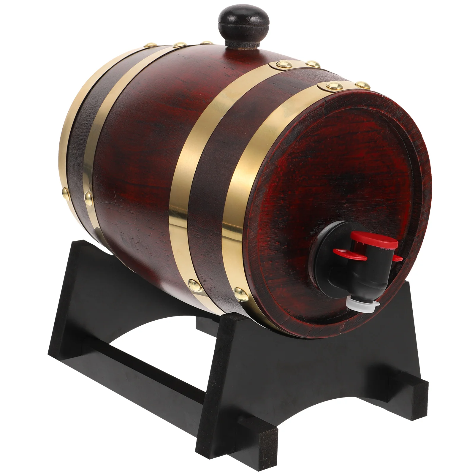 

1 Set of Wood Barrel Wood Dispenser For Storing Aging Beer Restraunt Red Storage Barrel 1L