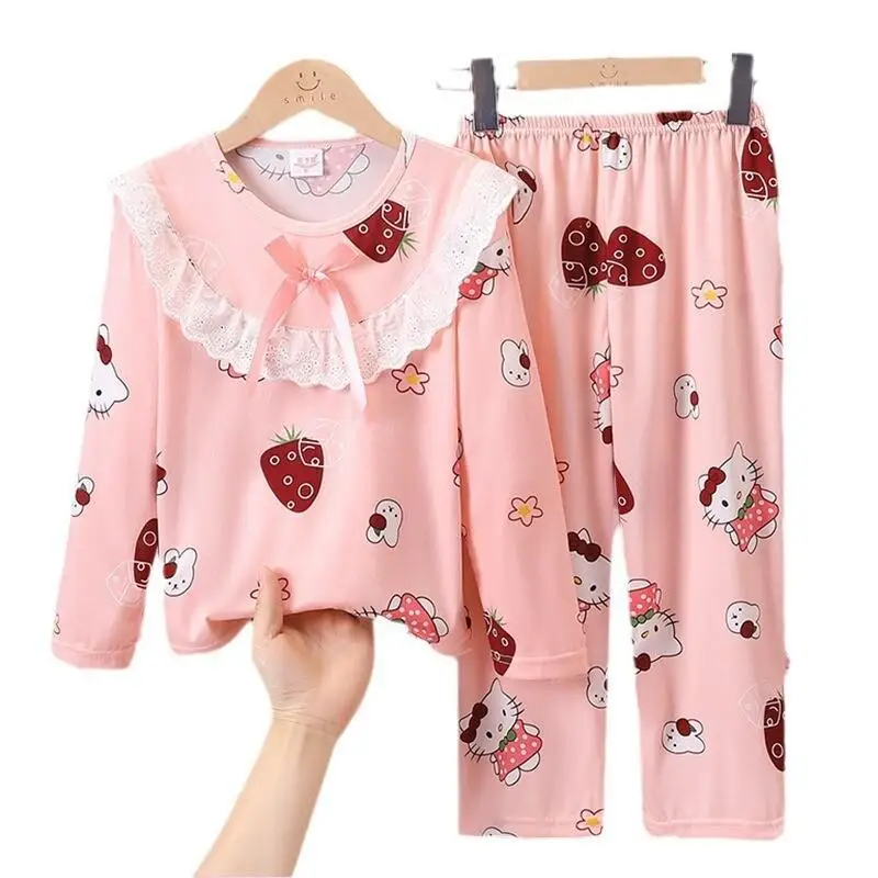 سانريو مرحبا كيتي موضة 2 قطعة مجموعة ملابس الأطفال سترة ملابس خارجية الفتيات معطف 2025 فتاة الخريف الشتاء 10 12 سنة #6