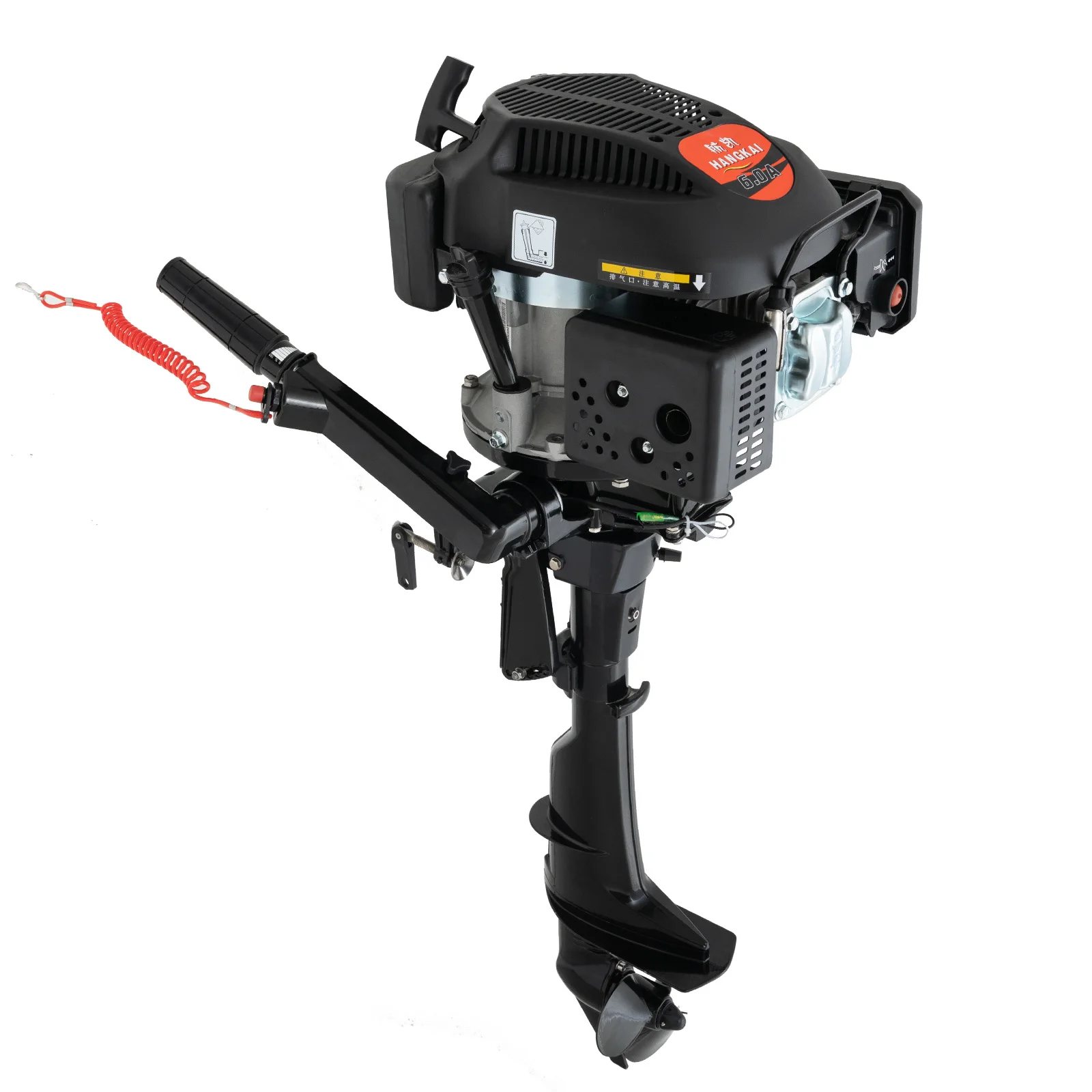 4-Stroke 6HP Short Shaft Outboard Motor, Heavy Duty Water Cooled CDI Ignition Fishing Boat Engine