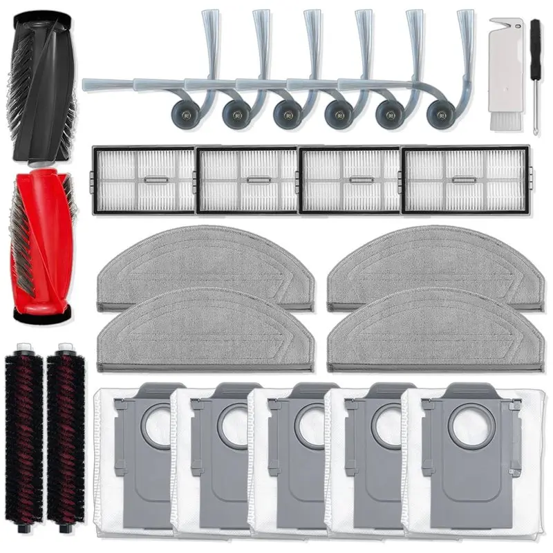[new-n92r】-dust-bags-main-side-brushes-filters-mop-cloth-25pcs-for-roborock-saros-20-sonic-s10-maxv-ultra-g30s-pro-vacuums