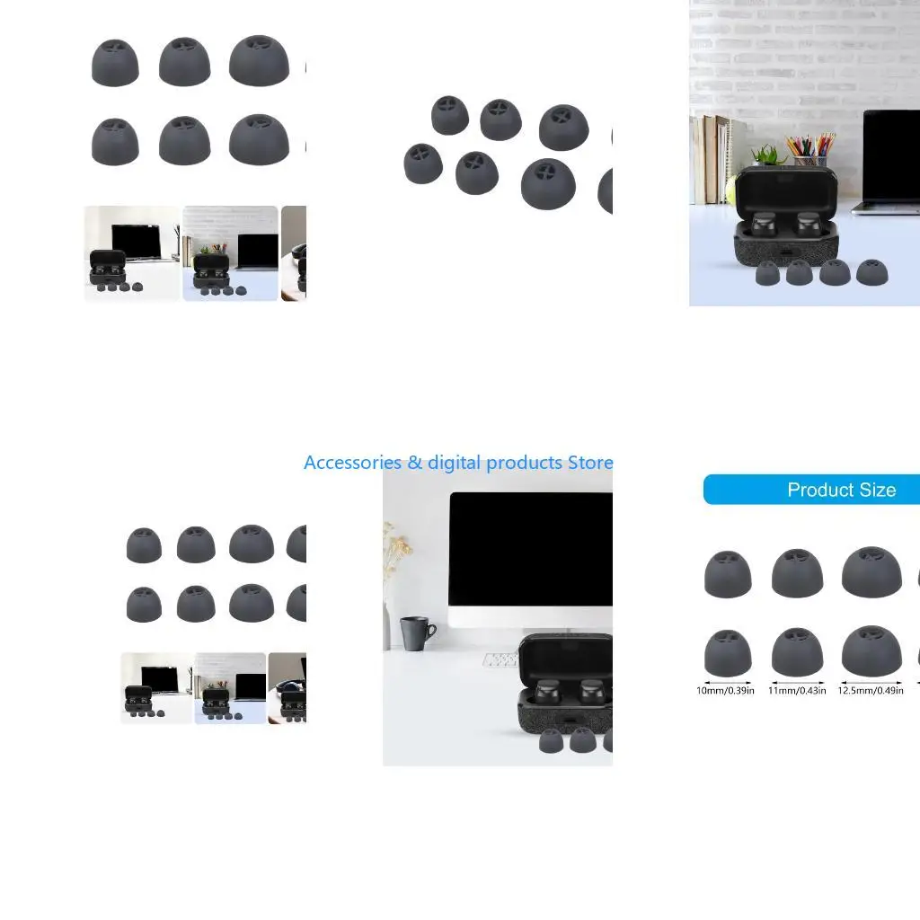 77JD Silicone Ear Tips for 3 True Wireless Earbuds Eartips Tips Headphones Earplugs