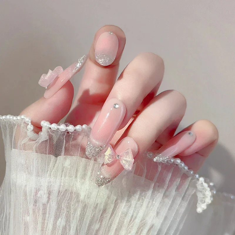 30 ชิ้นแกะสลัก Glitter Bow Nail Art Charms น่ารักเรซิ่นเล็บอุปกรณ์ตกแต่งเครื่องประดับ Diy