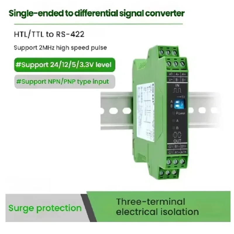 PLC Drive Servo HTL to RS422 Collector Single Ended to Differential Pulse Switch Quantity to Differential