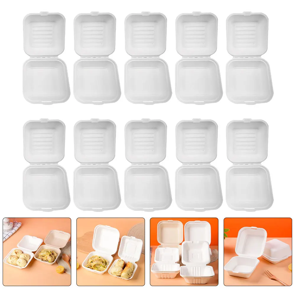 

20pcs Paper Pulp Food Containers Disposable Takeout Boxes For Fried Food Salad Fruit Storage Multi-Function To Go Container