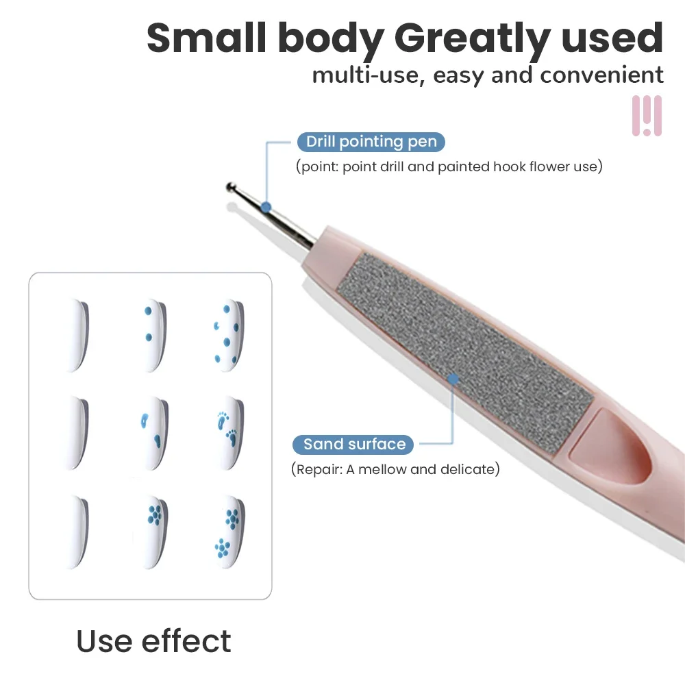 Multi-purpose prego arte broca caneta, Ponto broca caneta, Garfo de pele morta, Agulha de flor, Crochet Pen, Unha Acessórios e Ferramentas Kits