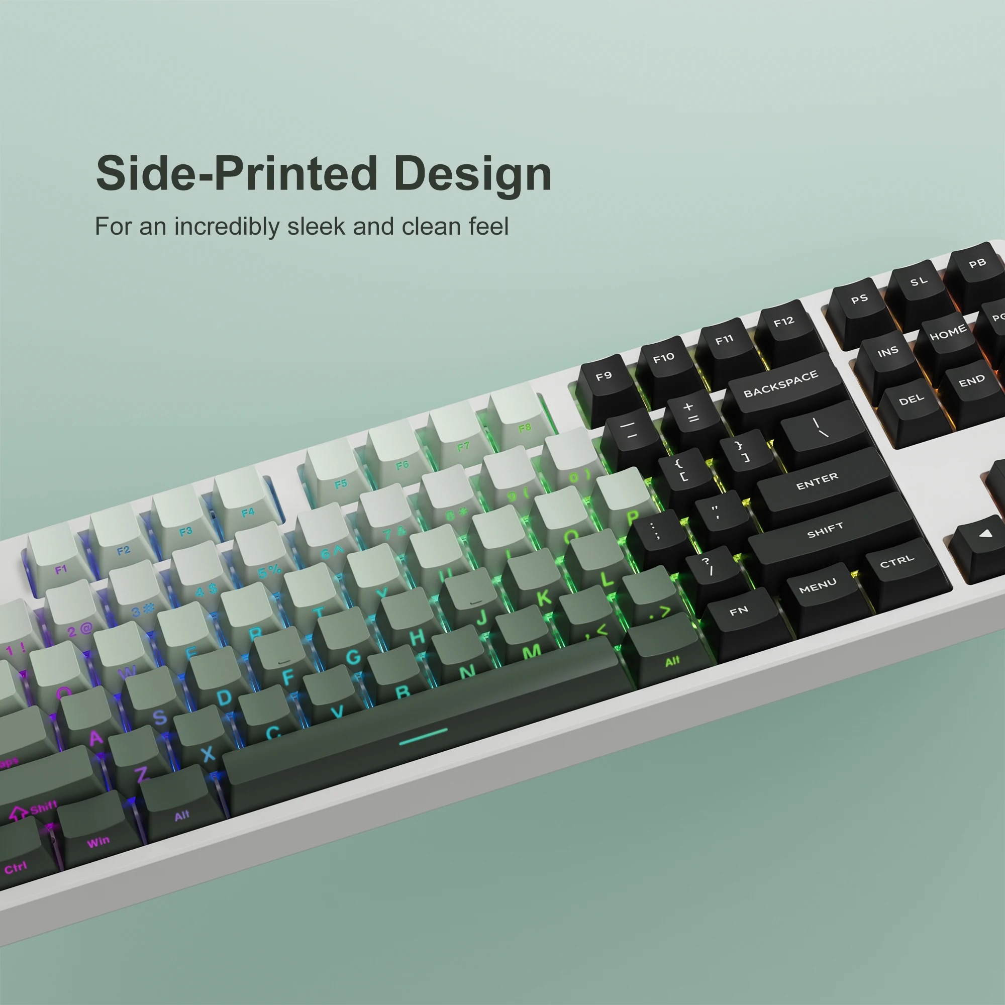 XVX gradiente verde OEM perfil impresión lateral brillo a través de teclas PBT doble disparo retroiluminado teclas para teclado mecánico de jugador