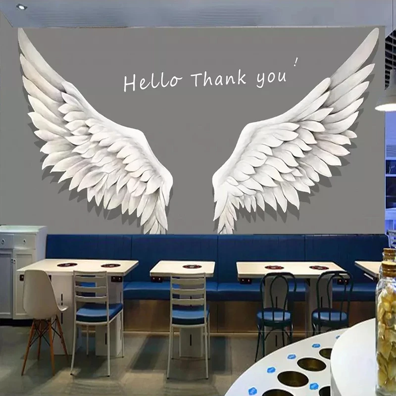 Custom 3D Photo Wallpaper Mural White Feather Wings Cafe Restaurant Photography Background Living room TV bedroom restaurant 8d