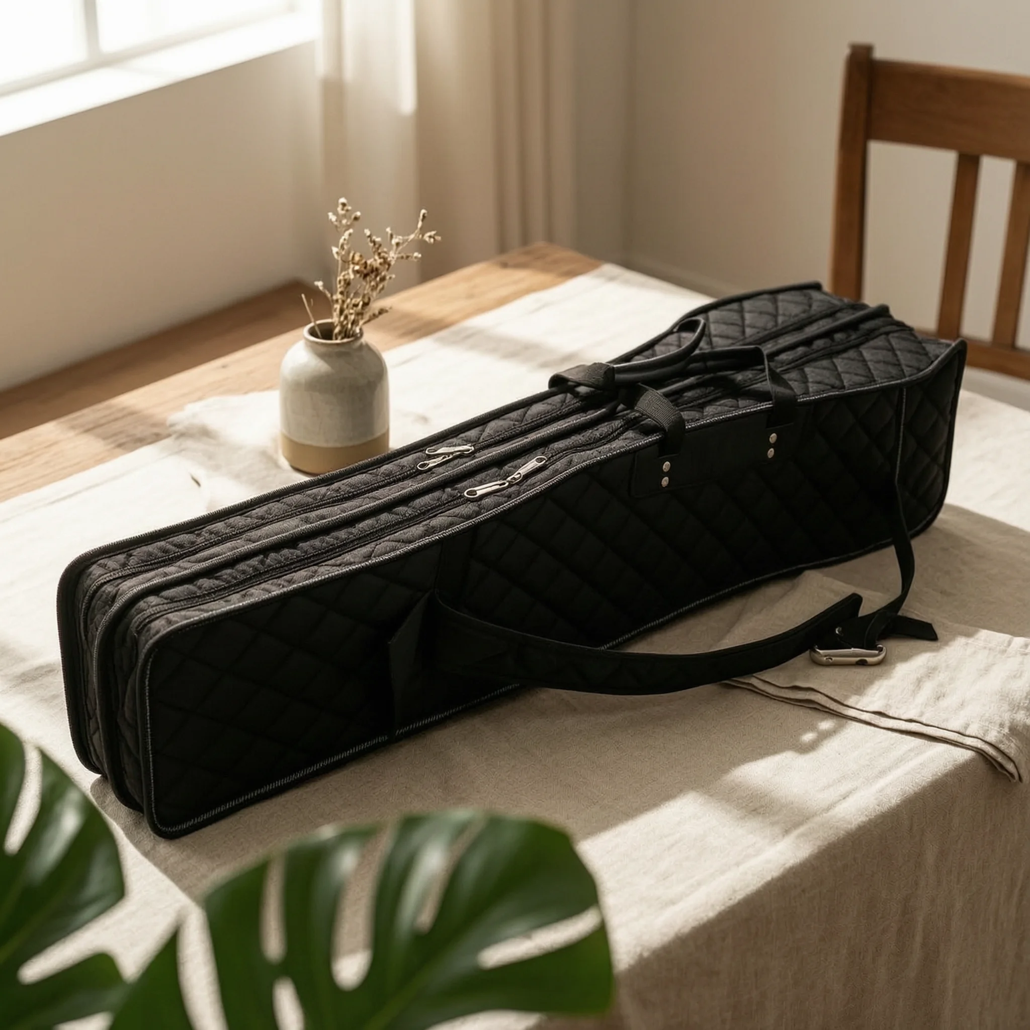Double Erhu Bag Hard-Board Bag with Shoulder Strap Erhu Carry Case Heavy-Duty Water Resistant for Musicians, Travel, Storage