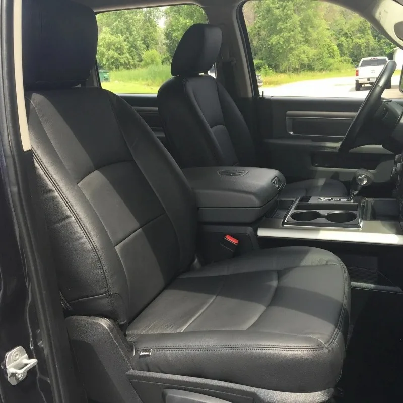 Custom Car Seat Covers Waterproof Leather Full Set for Dodge Ram 1500 2500 3500 Pickup Truck Crew Black and Red