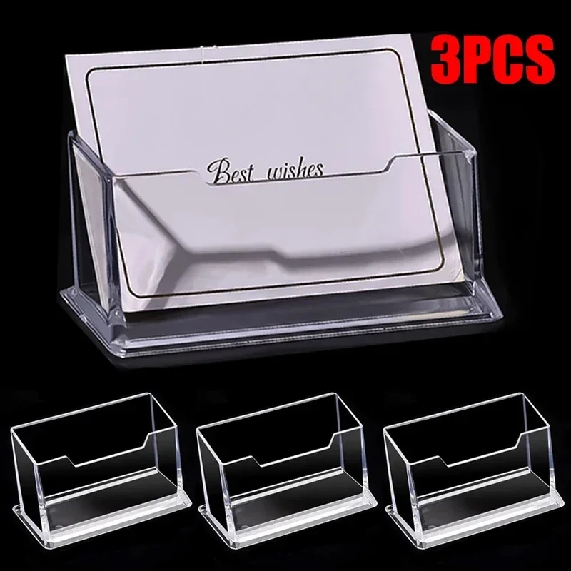 1/3/6Pcs Clear Desk Shelf Box Storage Display Stand Acrylic Plastic Transparent Desktop Business Card Holder Place Card Holder