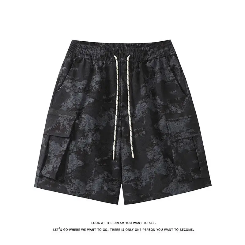Camouflage Work Shorts Summer Men's Shorts Trendy Straight Plus Size Five Trousers Hip-hop Loose Drawstring Shorts
