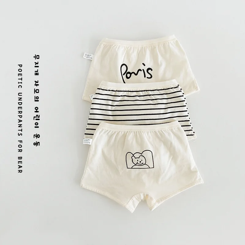 Spring and summer 2023 cartoon simple letter cotton boy\'s underwear 3Pcs Per Lot