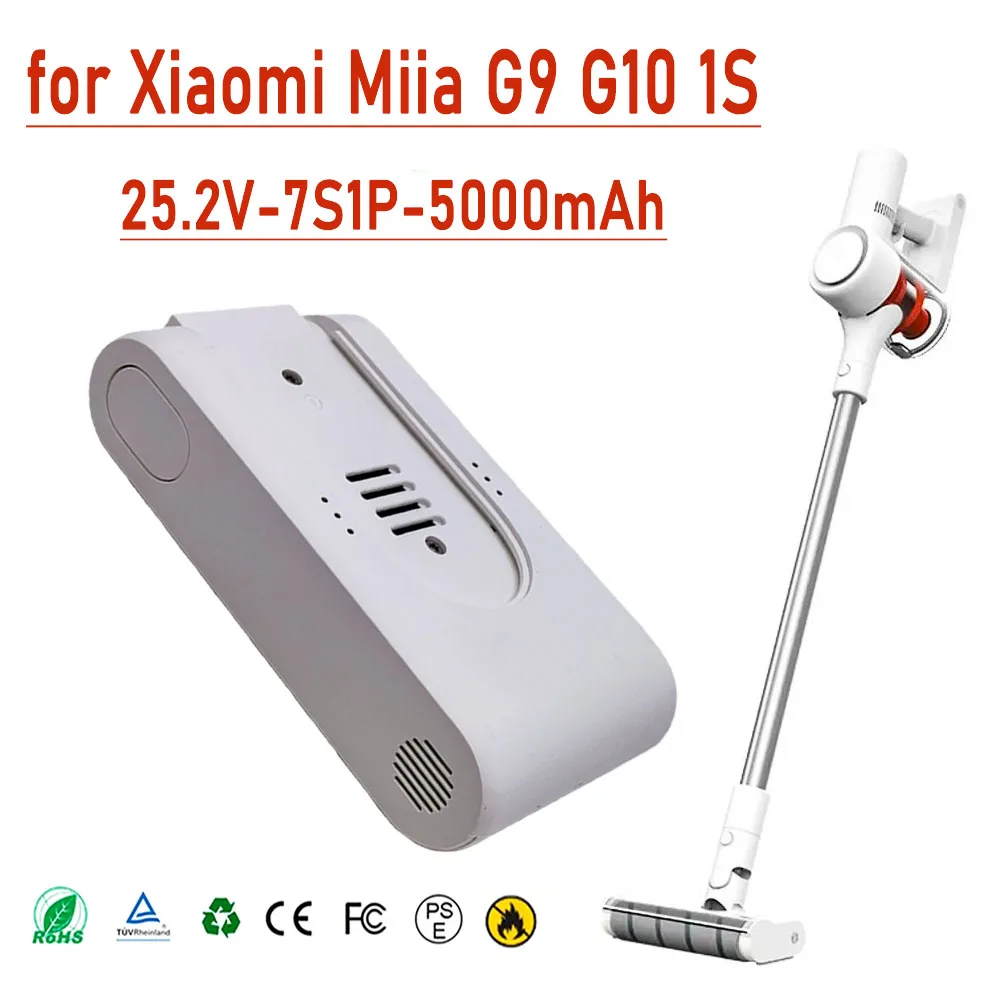 

Rechargeable lithium ion Battery Pack 25.2V 5000mAh for Xiaomi Mijia G9 G10 Wireless Vacuum Cleaner 5000mAh Accessories